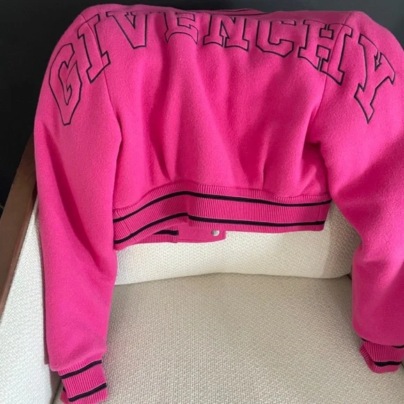 Pink Givenchy Crop Varsity Jacket - Picture 2 of 2